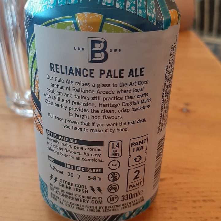 photo of Brixton brewery Reliance Pale Ale shared by @mikejuliette on  11 Aug 2022 - review