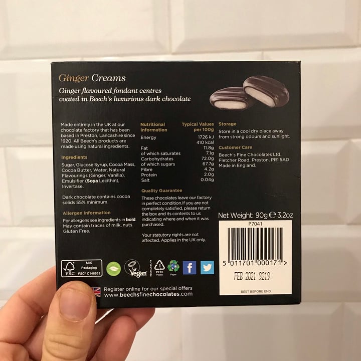 photo of Beech’s Fine Chocolates Ginger Creams shared by @joaoalmeida on  31 Dec 2020 - review