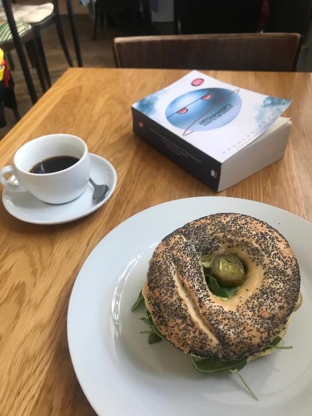 Photo of the dish “Seitan Bagel With Cheese And Jalapenos”
