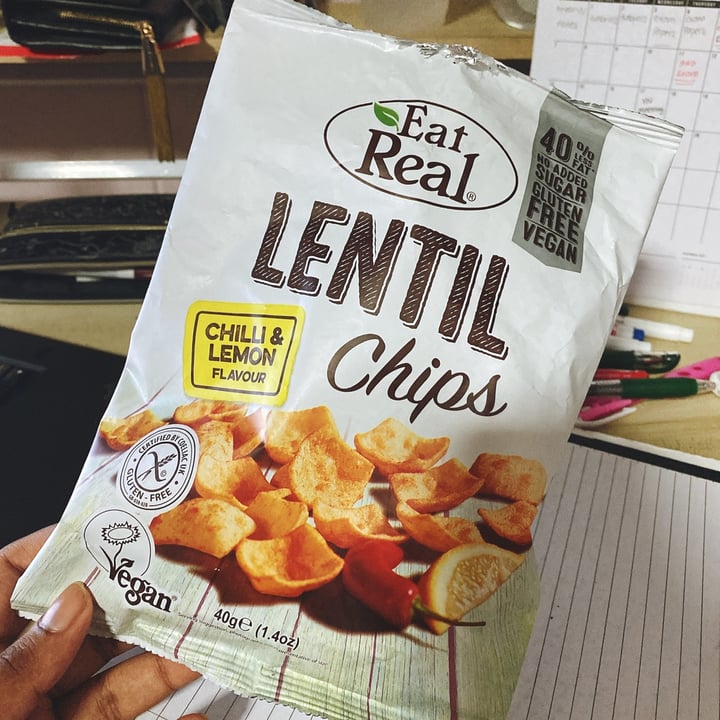 photo of Eat Real Chilli and Lemon Lentil Chips shared by @carboholic on  04 Nov 2021 - review