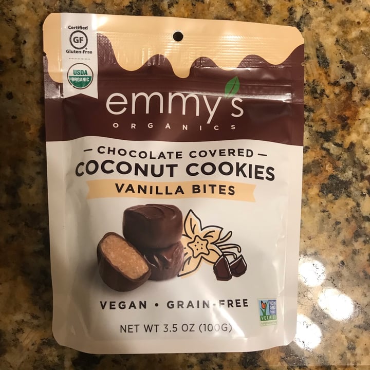 photo of emmy's organics Chocolate Covered Coconut Cookies  -  Vanilla Bites shared by @dianna on  09 Nov 2021 - review