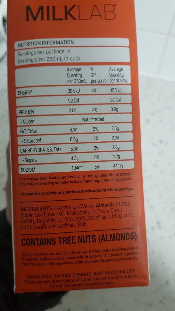 photo of MILKLAB Almond Milk shared by @kmazz on  04 Jun 2020 - review