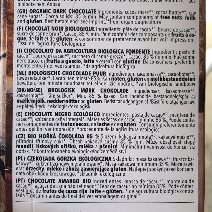 review photo of Vivani Feine Bitter 85% Cacao Santo Domingo shared by @giuli9 on 18 Apr 2022 - review