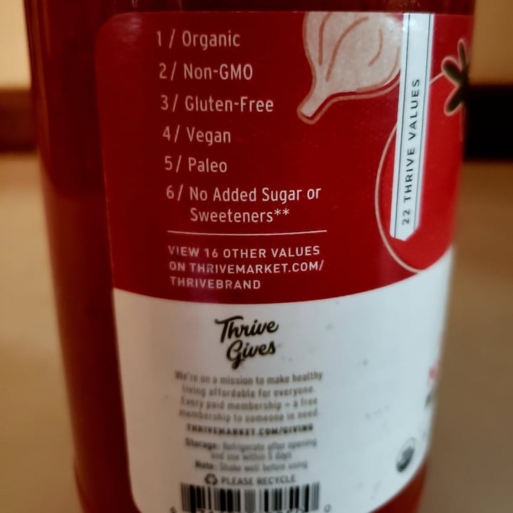 photo of Thrive Market organic marinara tomato sauce shared by @calamitytam68 on  19 May 2022 - review