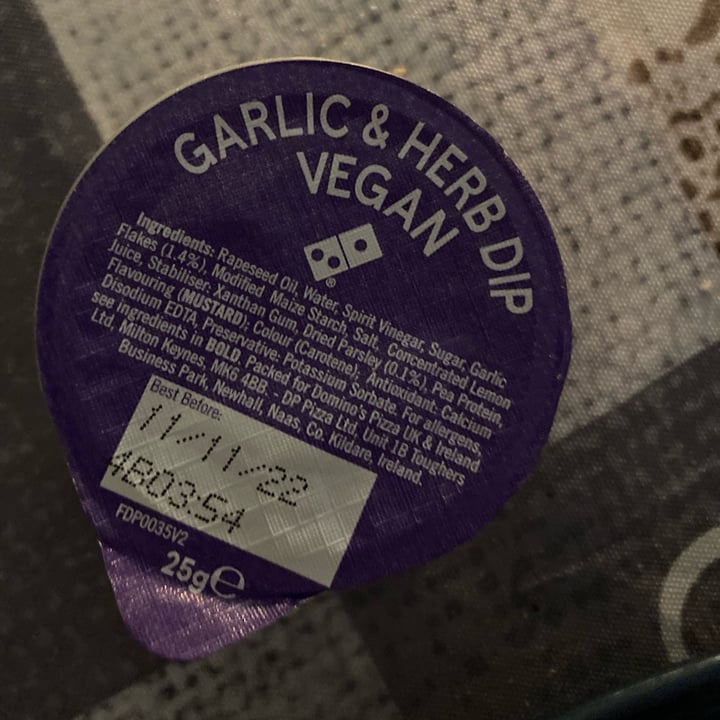 Dominos Pizza Vegan Garlic and Herb Dip Review abillion