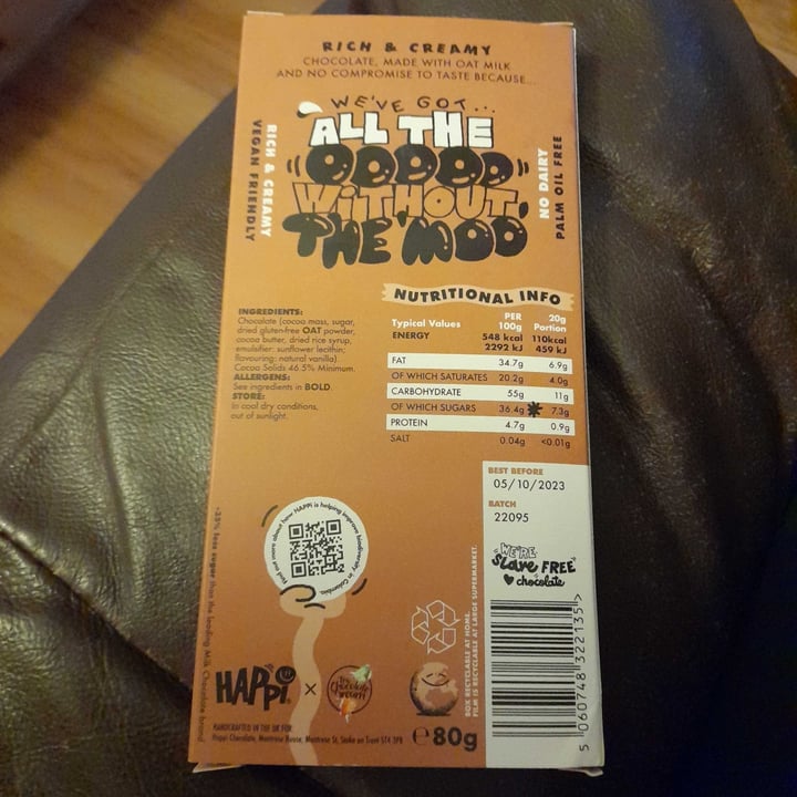 photo of Happi Oat Milk Chocolate shared by @glitterball84 on  01 Aug 2022 - review