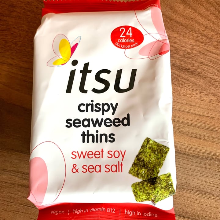 photo of itsu Crispy Seaweed Thins Sweet Soy & Sea Salt shared by @vegpledge on  30 Jun 2021 - review
