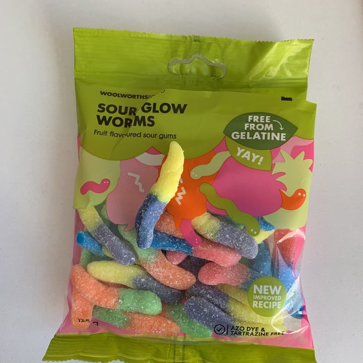 photo of Woolworths Food Sour glow worms shared by @caitlynclinton on  21 Aug 2021 - review