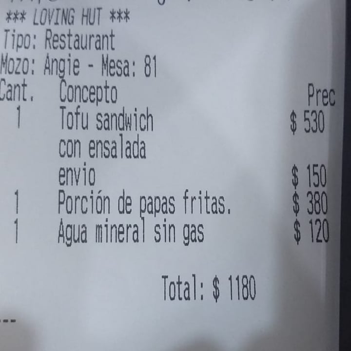 review photo of Loving Hut Microcentro Tofu sandwich shared by @agustin-alvarez on 19 Jun 2021 - review