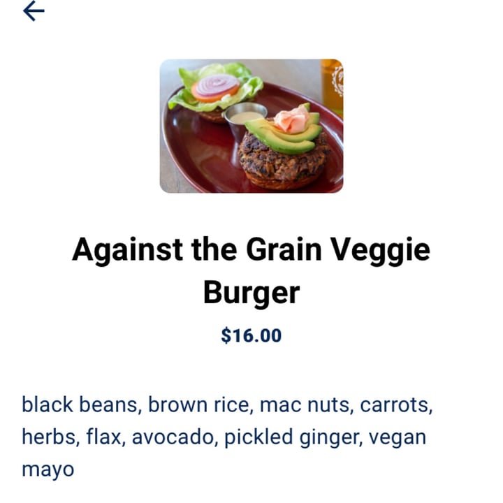 review photo of Maui Brewing Co. Kailua Against the Grain Veggie Burger shared by @calysa14 on 26 Apr 2022 - review
