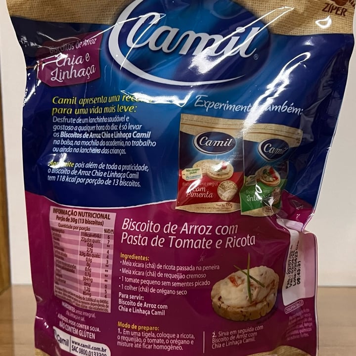 photo of Camil Biscoito De Arroz Sem Glúten Chia E Linhaça shared by @safire on  10 Aug 2022 - review