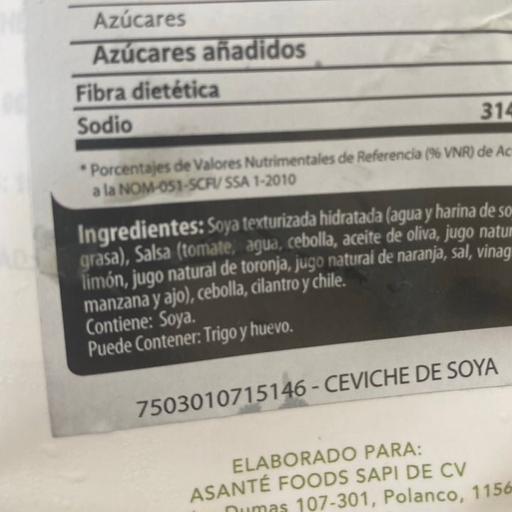 photo of Asanté Ceviche De Soya shared by @vidaverdevegana on  19 Jul 2021 - review