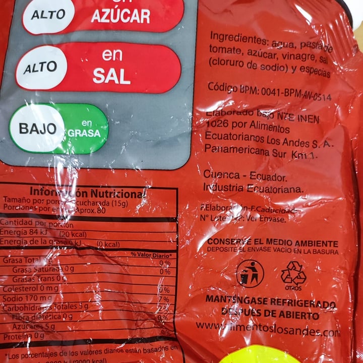 photo of los andes Salsa De Tomate shared by @tabattha on  17 Jun 2022 - review