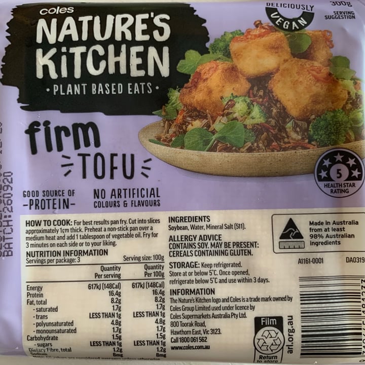 Coles Nature's Kitchen Firm Tofu Review abillion