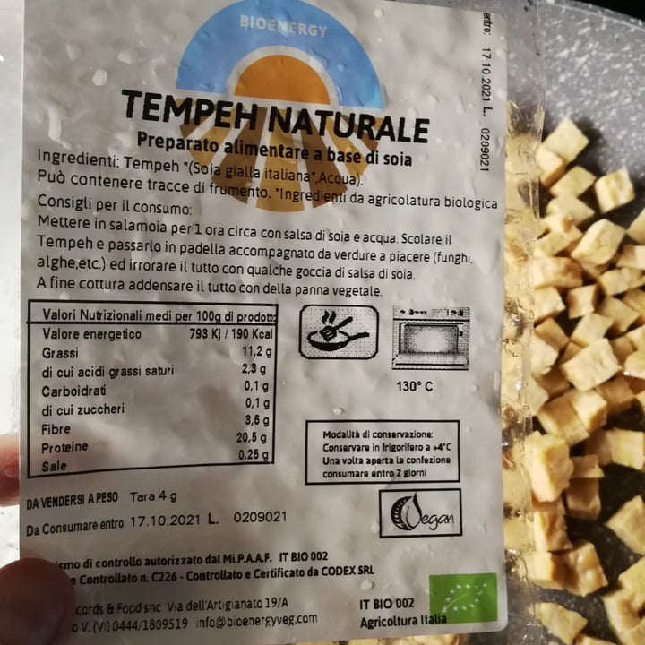 photo of bioenergy Tempeh naturale shared by @haruchan on  12 Oct 2021 - review