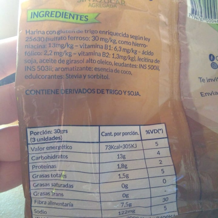 photo of Ceral Alimentos Diet Galletas Dulces Sabor Coco Sin Azúcar Agregada shared by @barbaradiaz on  23 Mar 2022 - review