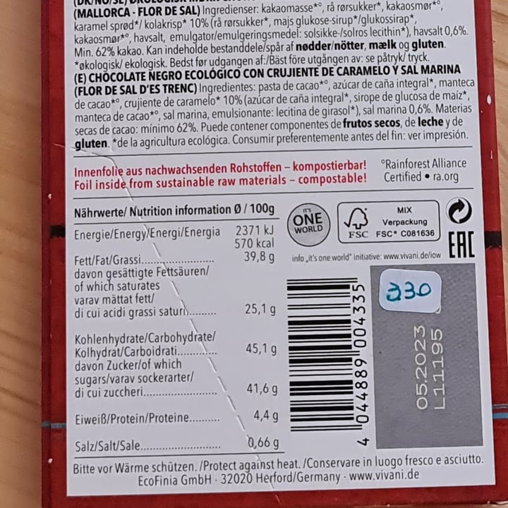review photo of Vivani Feine Bitter Mallorca Flor de Sal shared by @anikoftv2 on 03 Aug 2021 - review