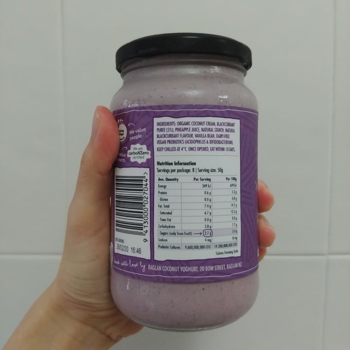 photo of Raglan Food Co Organic Blackcurrant & Vanilla Yoghurt shared by @iloveveggies on  03 Feb 2020 - review