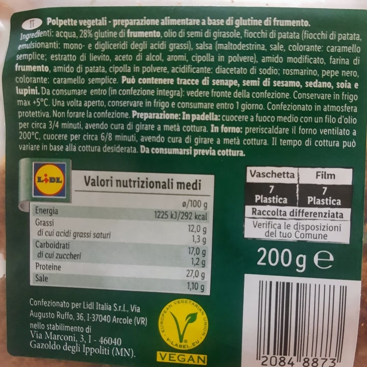 photo of Vemondo  Polpettine Vegetali shared by @mediamenteveg on  27 Aug 2022 - review