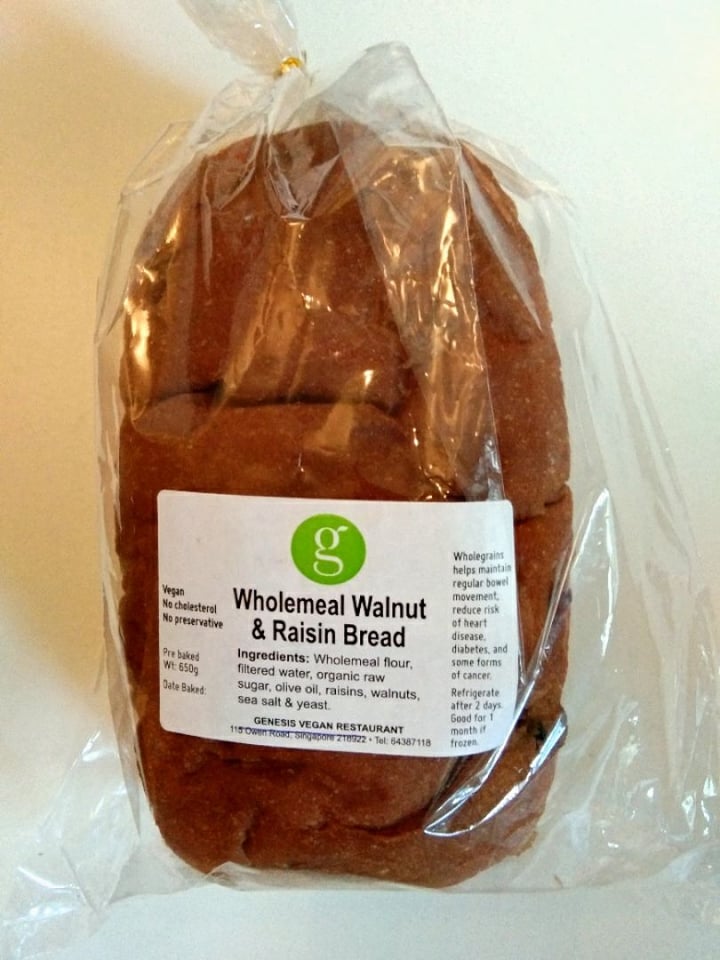 photo of Genesis Vegan Restaurant Wholemeal Walnut and Raisin Bread shared by @choyyuen on  04 Nov 2019 - review