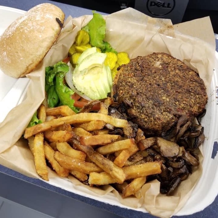 review photo of Loosey's Downtown Gainesville House Roasted Veggie Burger & Fries shared by @ravensky on 28 Apr 2020 - review