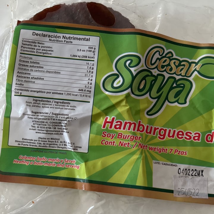 photo of César Soya Hamburguesa De Soya shared by @dayrihase on  21 Apr 2022 - review