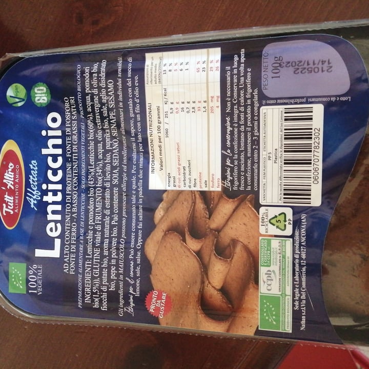 photo of TUTT' ALTRO Alimento Amico Lenticchio affettato shared by @minifridaminiminu on  19 May 2022 - review