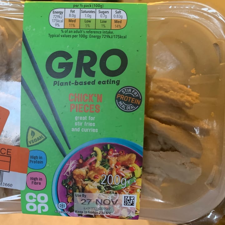 photo of GRO Plant-based eating Chik’n Pieces shared by @haykayfro on  28 Nov 2022 - review