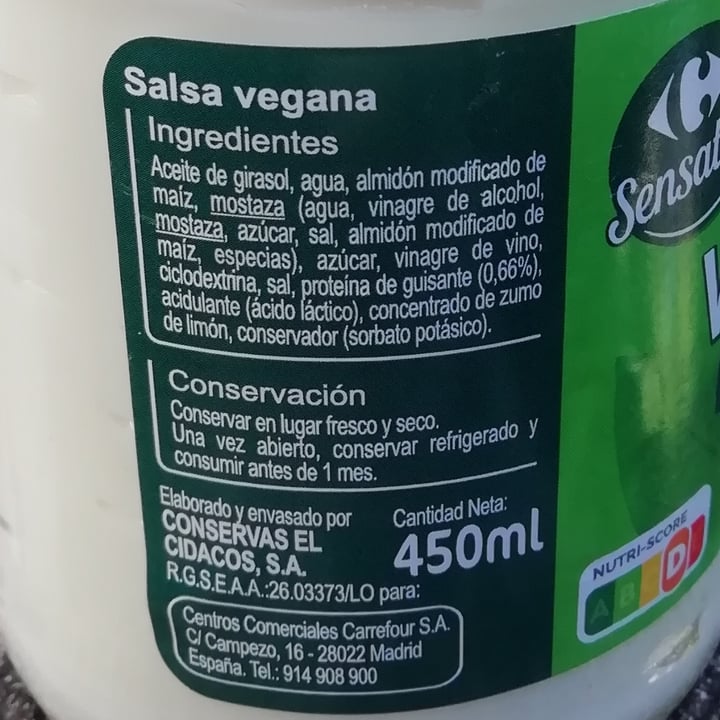 photo of Carrefour Sensation Veganesa shared by @ecoilogic on  31 Dec 2022 - review