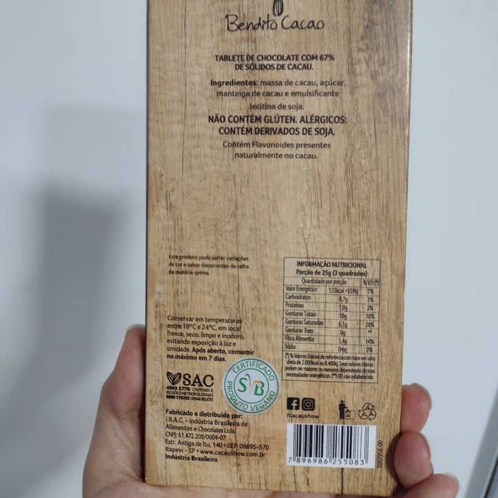 review photo of Bendito Cacao Chocolate cacau 67% shared by @raquelrpes on 29 Apr 2022 - review