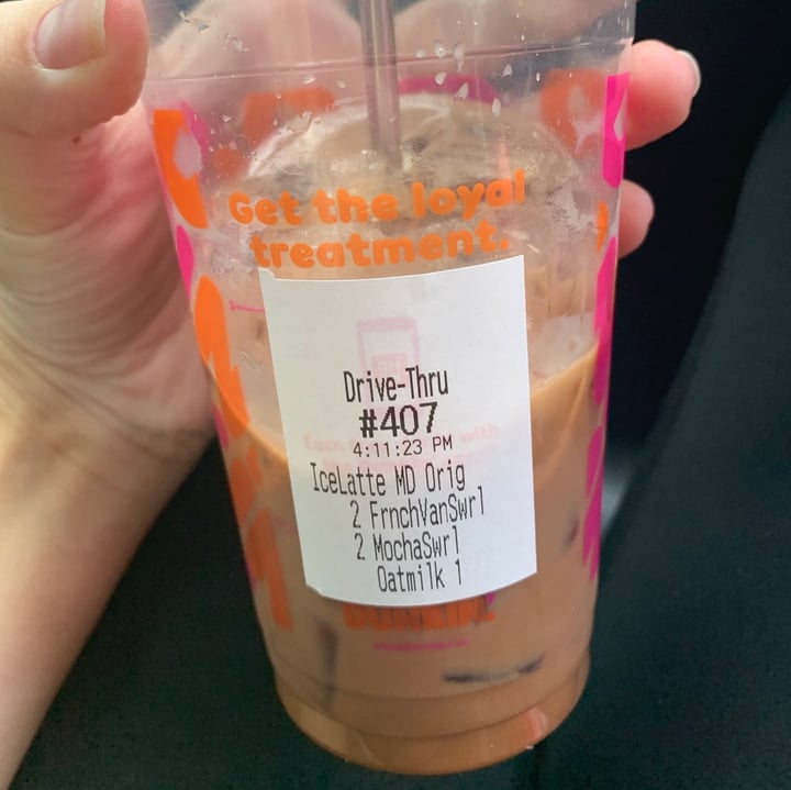 photo of Dunkin' Iced Oat Milk Latte shared by @elliejeanmcd on  24 Sep 2020 - review