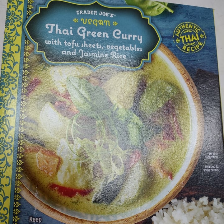 photo of Trader Joe's Thai Green Curry with tofu sheets, vegetables and Jasmine Rice shared by @smartassvegan on  04 Oct 2022 - review