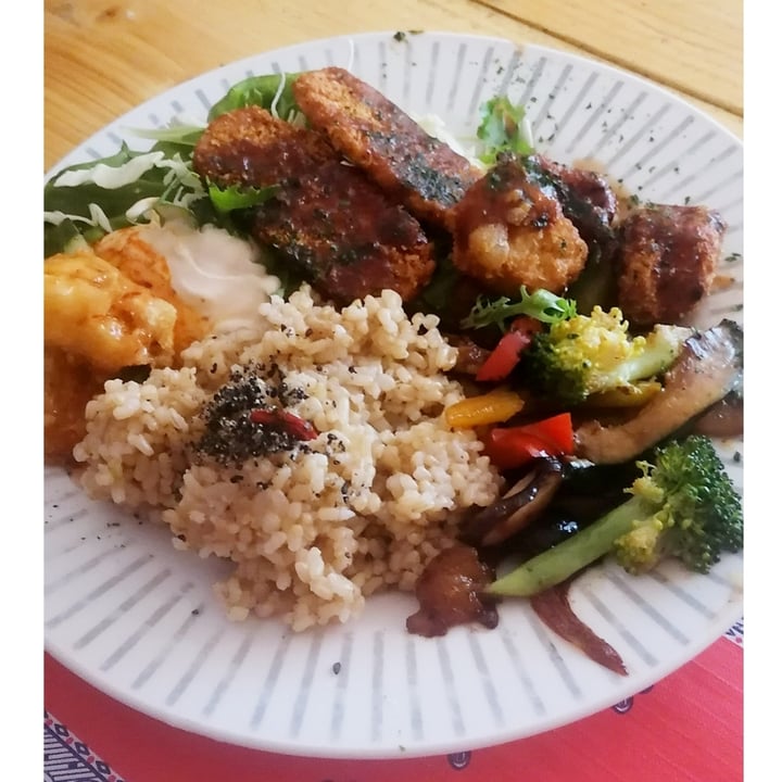photo of TerraZen Centre Vegan plate, sweet and sour chicken and ice cream shared by @trippypypy on  24 Sep 2020 - review