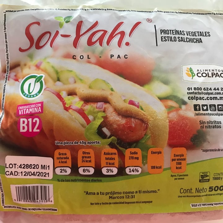 photo of Soi-yah! Proteina Vegetal Estilo Salchicha Con Tofu shared by @gabspp on  04 Feb 2021 - review
