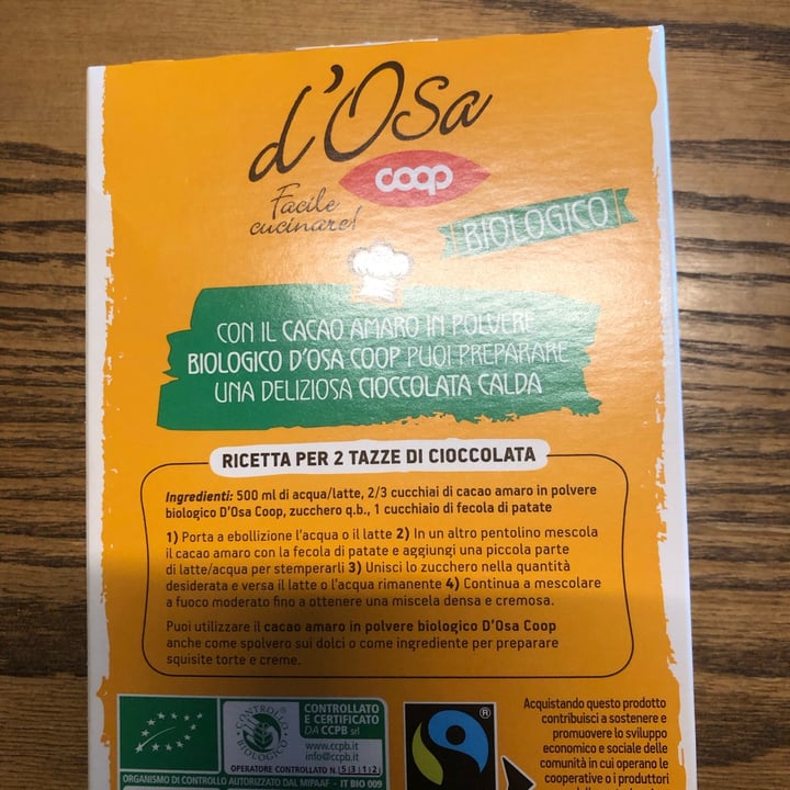 review photo of D’osa Coop Cacao Amaro in Polvere Biologico shared by @giadinajade on 31 Mar 2022 - review