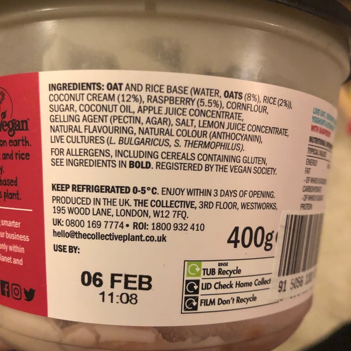 photo of The Collective Plant Based Raspberry Greek-Style Yoghurt shared by @cloudnineberry on  30 Jan 2021 - review