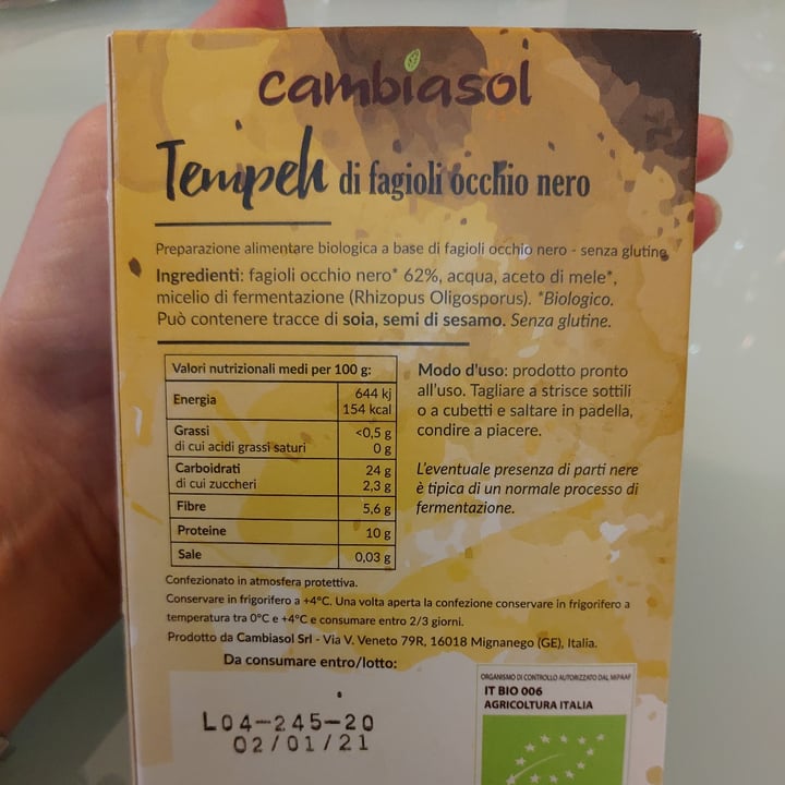 photo of Cambiasol Tempeh Di Fagioli shared by @eriros72 on  16 Jan 2021 - review