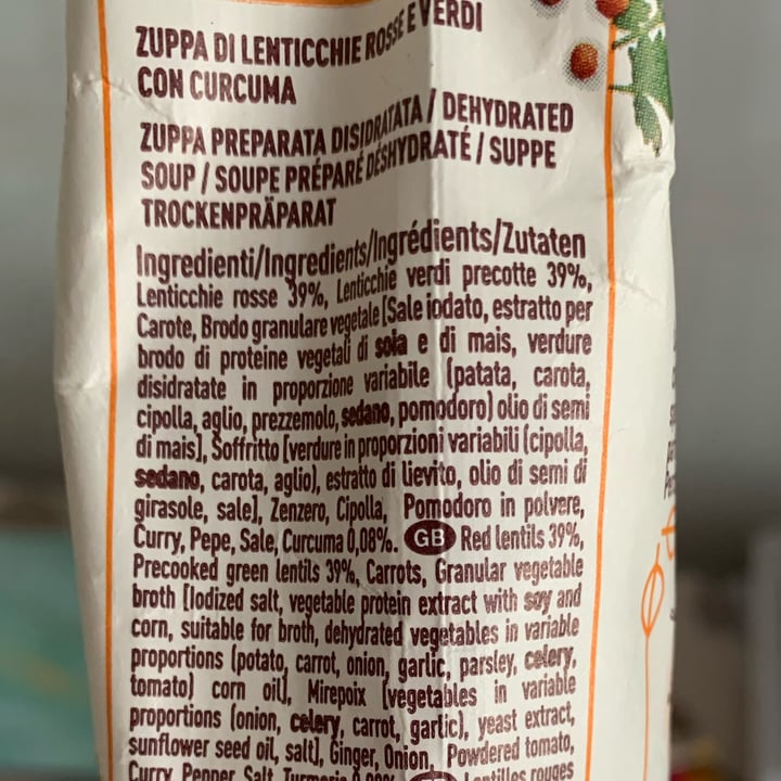 photo of Nuova Terra Zuppa di lenticchie rosse e verdi con curcuma shared by @chiarmarini on  10 Mar 2022 - review