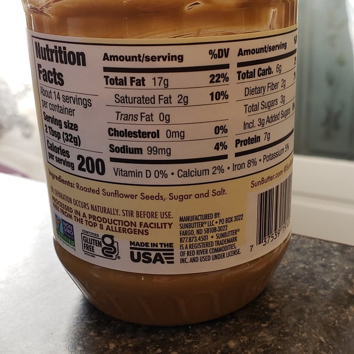 photo of SunButter Creamy Sunflower Butter shared by @vegangigi4ever on  15 Aug 2022 - review