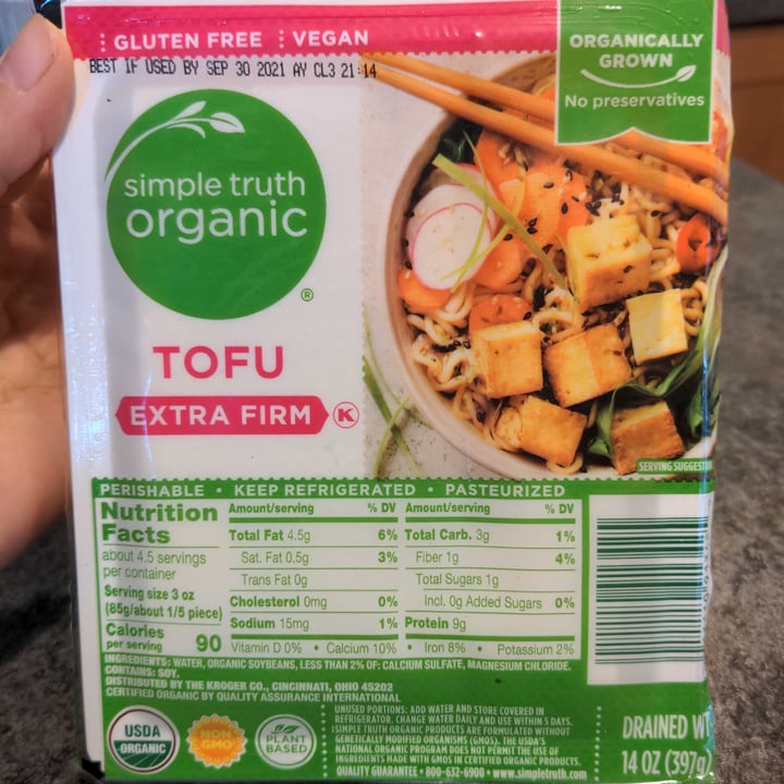 photo of Simple Truth Organic Tofu Extra Firm shared by @mandelici0us on  27 Aug 2021 - review