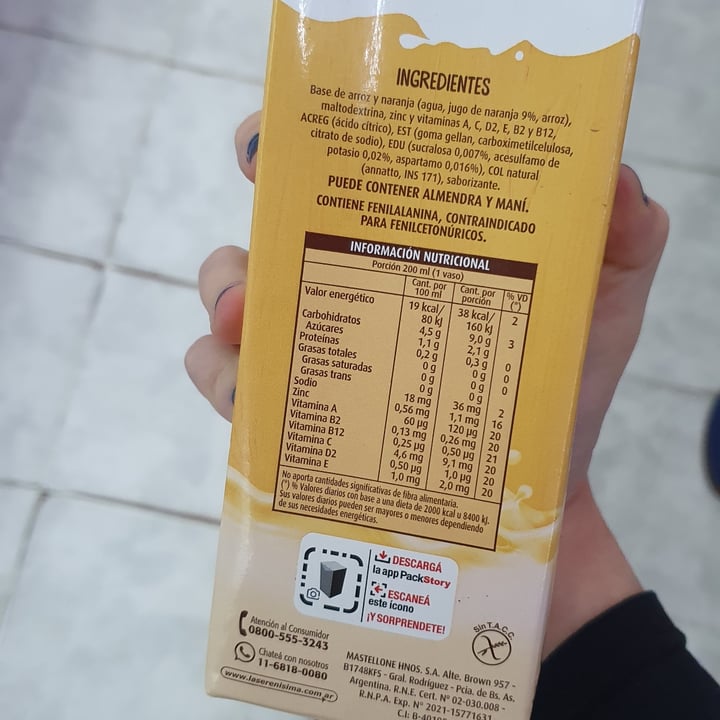 review photo of La Serenísima Jugo De Naranja a Base de Arroz shared by @soyvelen on 21 Oct 2021 - review