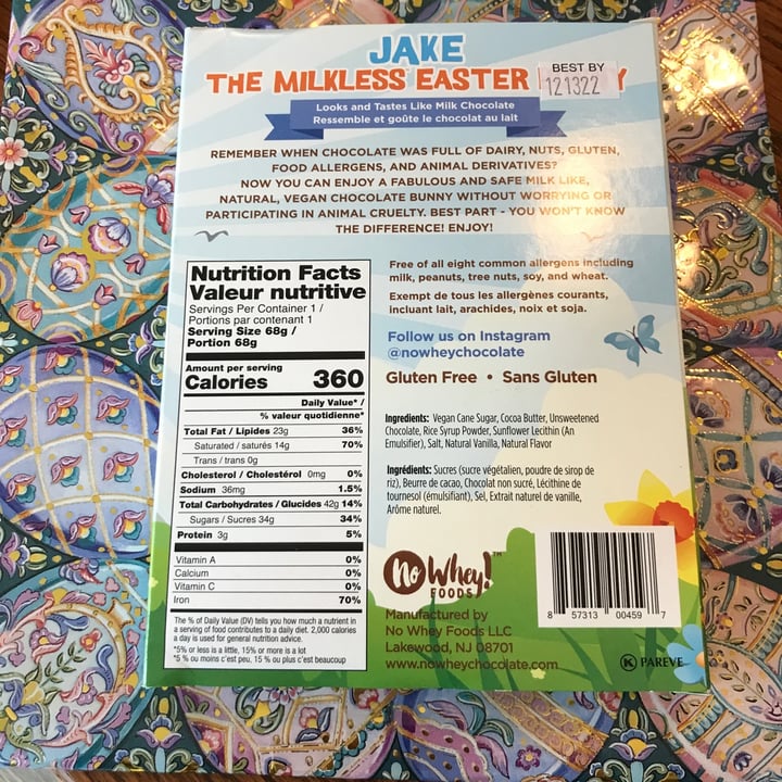 photo of No Whey! Foods Jake the Milkless Easter Bunny shared by @thevegfriend on  19 Apr 2022 - review