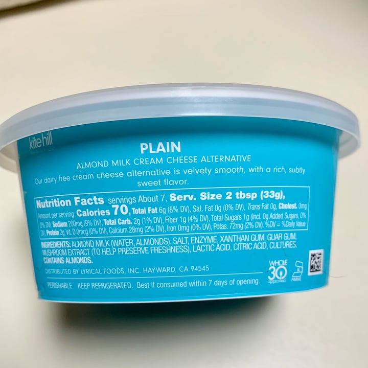 review photo of Kite Hill Cream Cheese Alternative Plain shared by @anthrowolfe on 30 Jul 2022 - review
