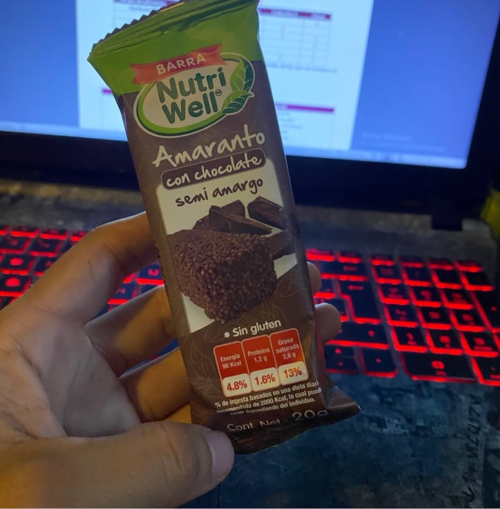 photo of Nutri Well Barra De Amaranto Y Chocolate Amargo shared by @sinaimorelos on  04 Sep 2020 - review