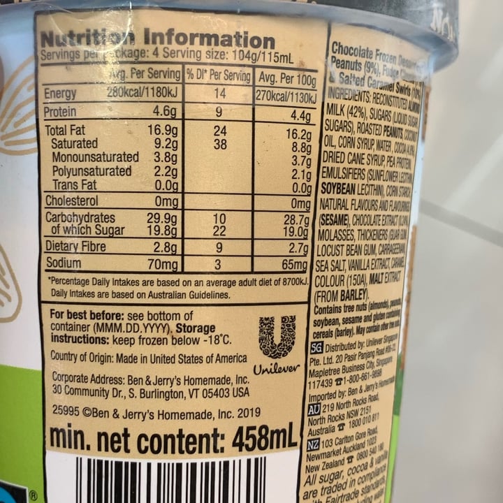review photo of Ben & Jerry's Chocolate Caramel Cluster Non-Dairy Frozen Dessert shared by @juliefrom on 05 Nov 2020 - review