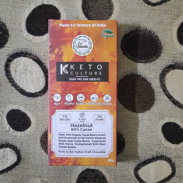 photo of Keto Culture Sugar free hazelnut dark chocolate shared by @harshavaswani on  12 Nov 2020 - review