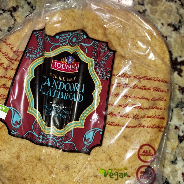 photo of Toufayan Bakeries tandoori Flatbread Whole-wheat shared by @mikvegan on  21 Jul 2022 - review