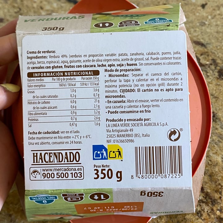 Crema de verduras Hacendado (Mercadona) - Vegano Por Accidente Spain