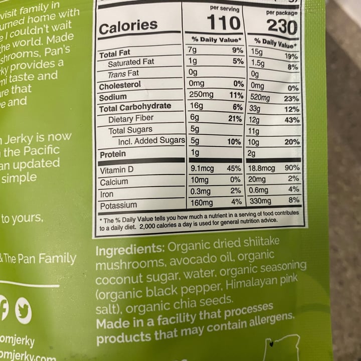 review photo of Pan's Mushroom Jerky Pans Mushroom Jerky Salt And Pepper shared by @xbriannax on 03 Jul 2021 - review