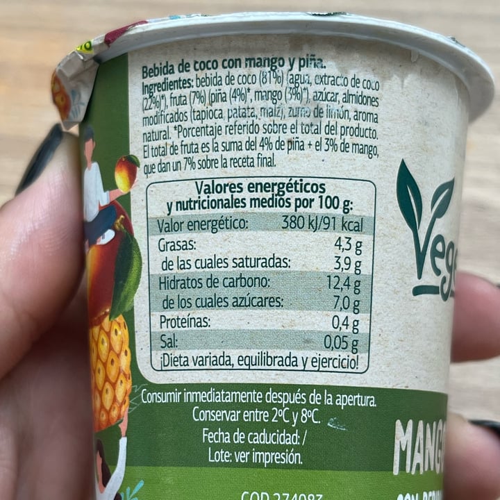 review photo of Vegedia Yogur de mango-piña con bebida de coco shared by @elisalu on 19 Jul 2022 - review